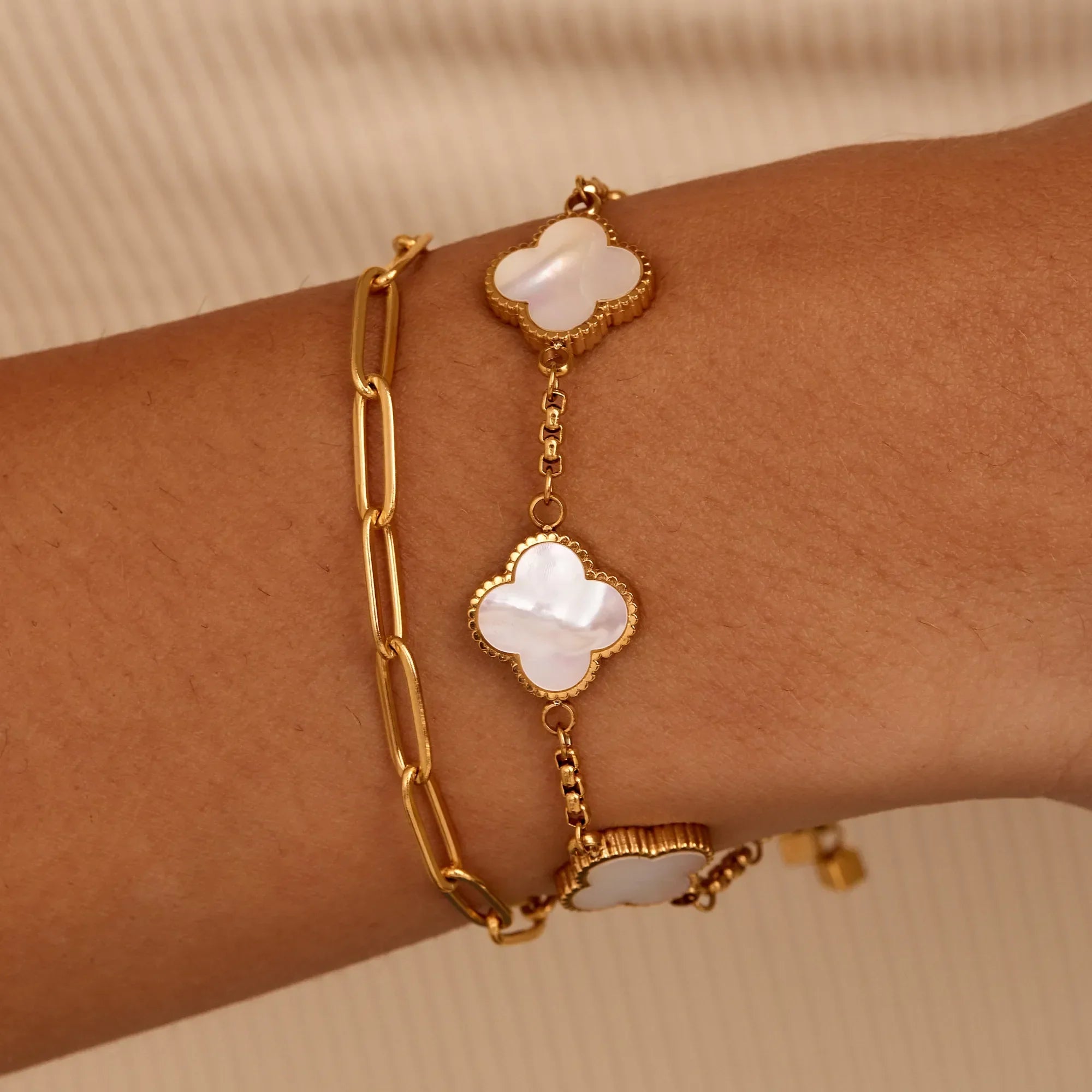 Mother Of Pearl Clover Bracelet