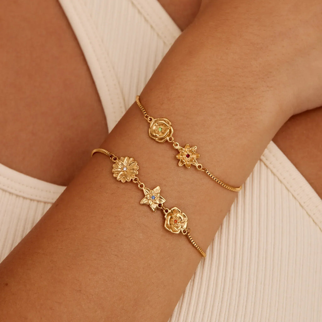 Personalized Birth Flower Charm Bracelet