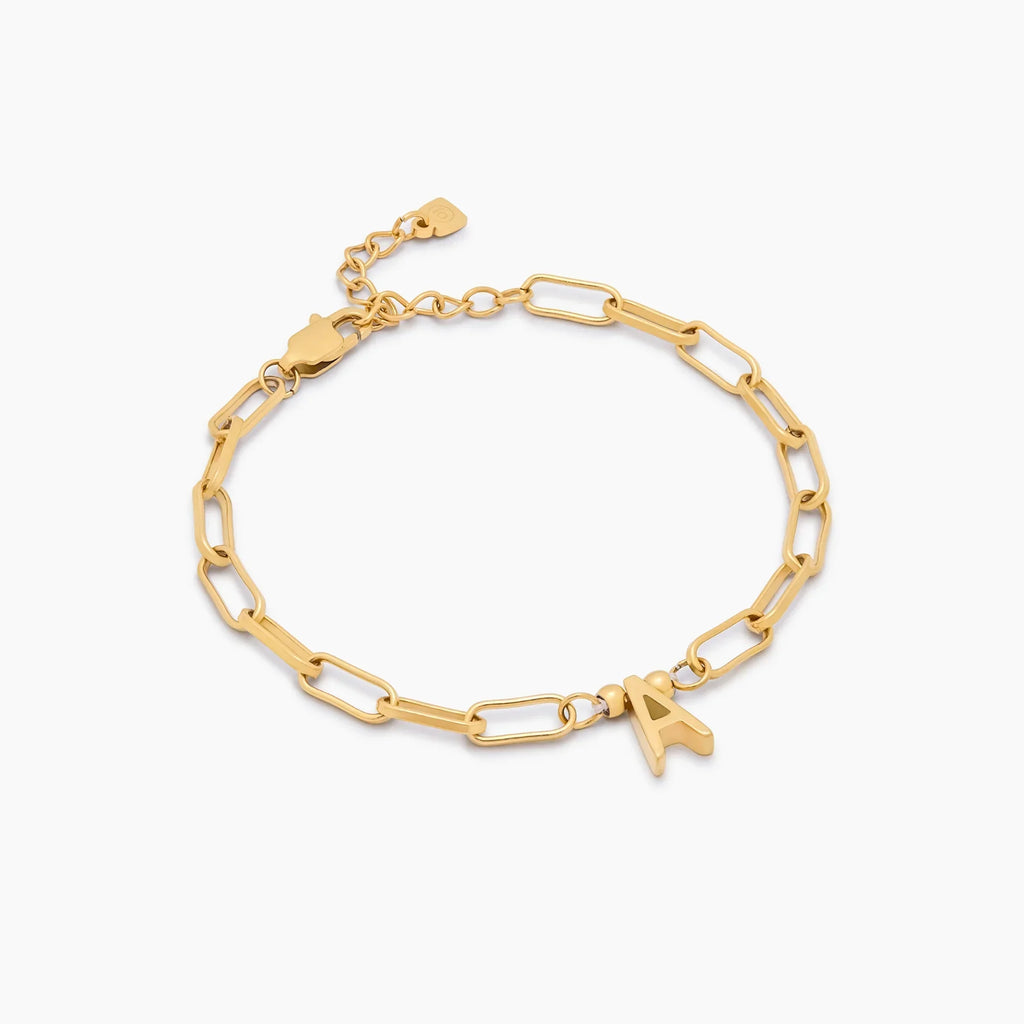 Paperclip Initial Charm Bracelet