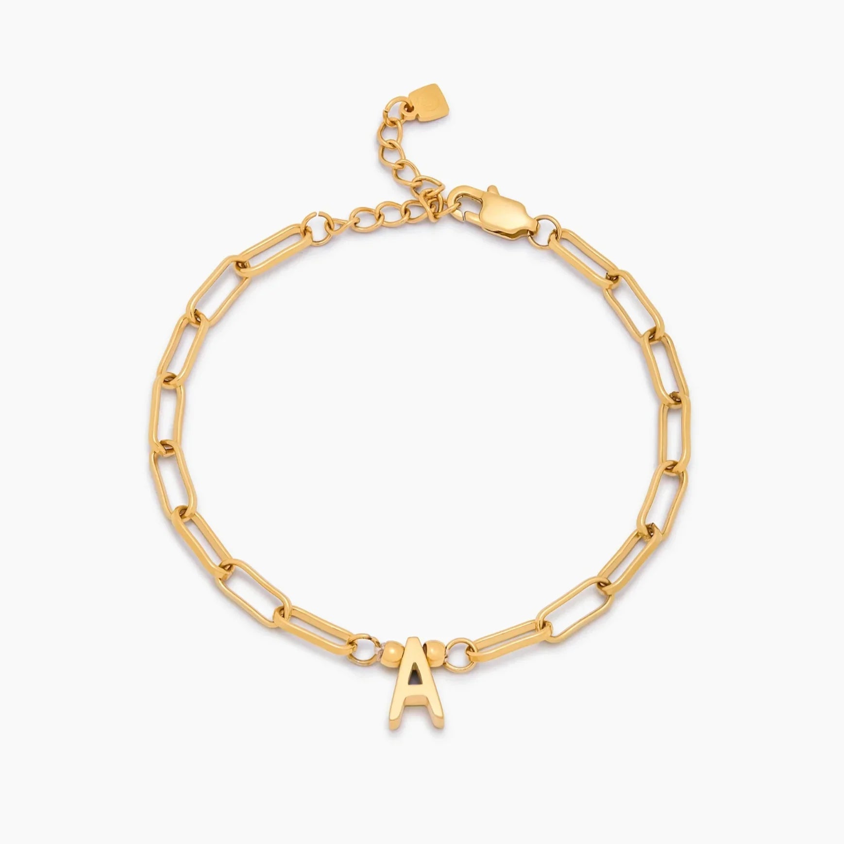 Paperclip Initial Charm Bracelet
